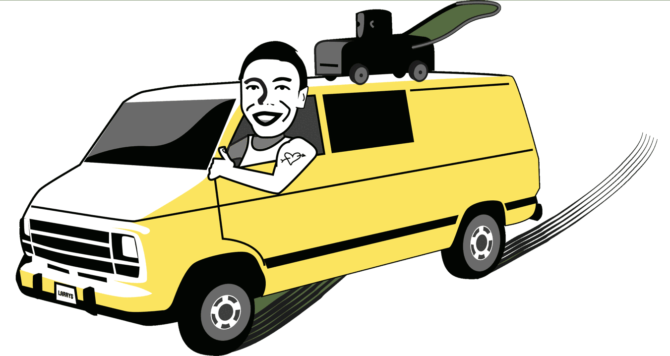 Cartoon of Andy driving the Cityblock camera van
